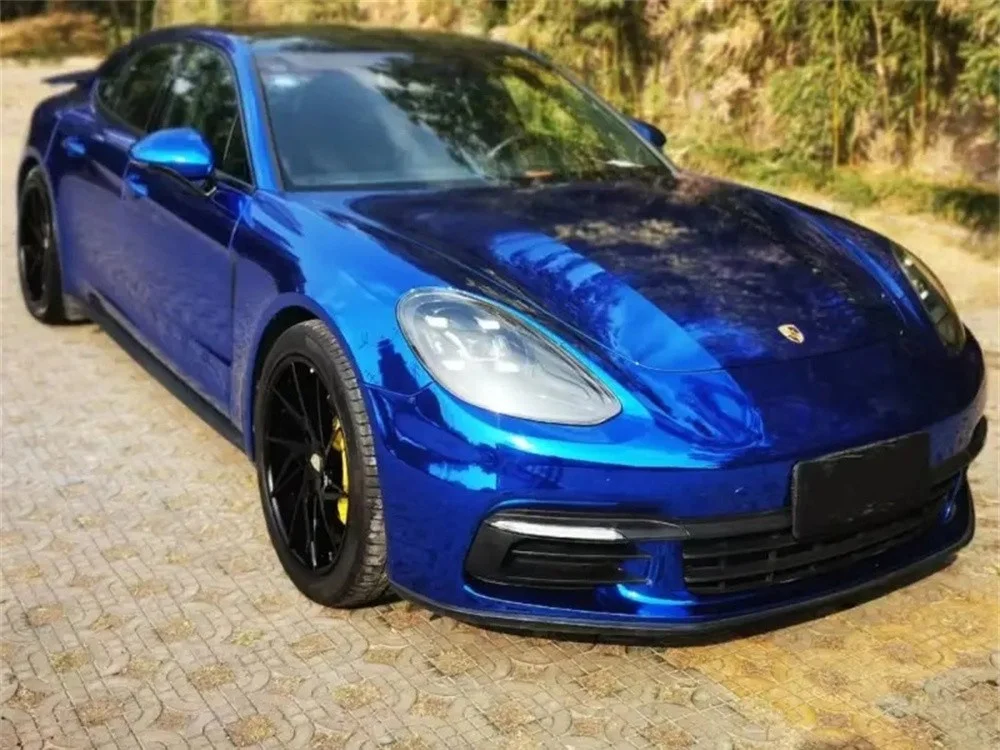 Car Styling PET High Stretchable Waterproof Blue Chrome Mirror Vinyl Wrap Roll Film Car Sticker Decal