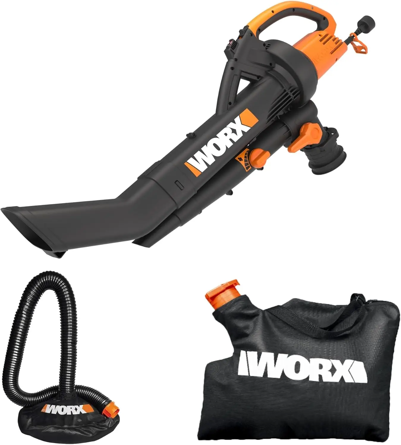 

Trivac 3-in-1 Electric Leaf Blower for Lawn Care, Leaf Mulcher/Leaf Vacuum with Bag, 350 CFM & 210 MPH, Leaf Shredder with Metal