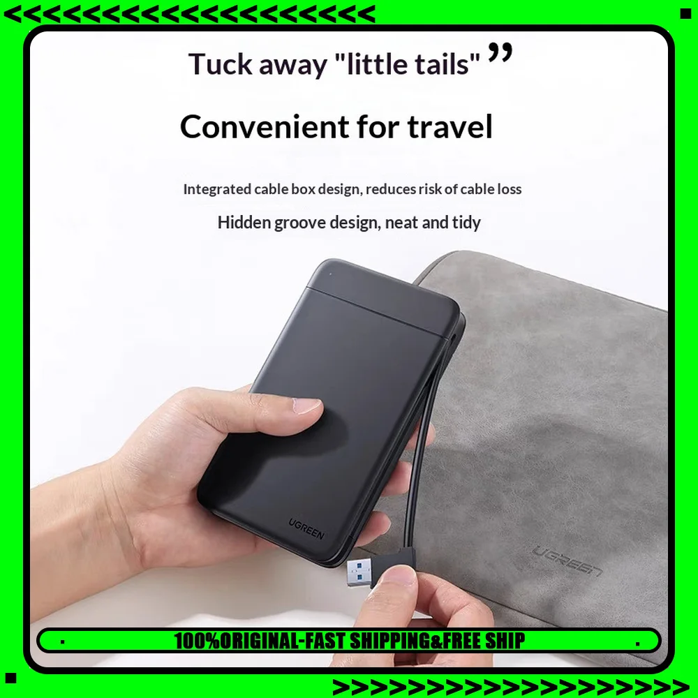 UGREEN CM352 10904 2.5 Inch SATA to USB 3.0 Hard Drive Enclosure with Built In Cable External HDD SSD Case