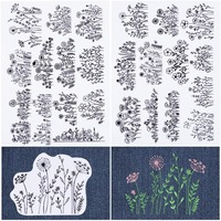 2 Sheets Flowers Grass Water Soluble Embroidery Patterns Stabilizers Hand Sewing Stick and Stitch Transfers Fabric Making Kit