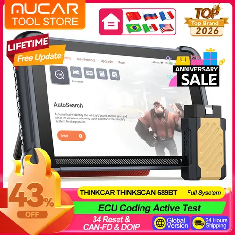THINKCAR Scanner Free THINKCAR Thinkscan 689BT CANFD Diagnostic Tools Full System OBD2 Scanner Tool 35 Reset Lifetime Free Update Diagnostic Scanner
