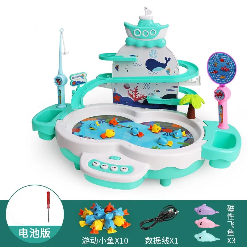 Kids Multi-function Electric Fishing Toys Playing Toy With Running Water Pretend Play Food Fishing Toy Role Playing Girls Toys