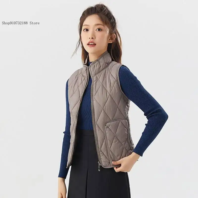 Spring And Autumn Winter Short Style Student Casual Slim Fit Young Practical Pocket Comfortable Zipper Sleeveless Vest Women