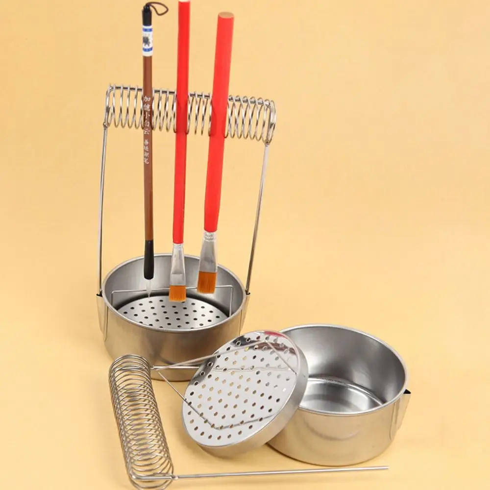 Очиститель кистей для рисования из нержавеющей стали со резервуаром для мытья Съемная кисть для мытья горшок Нержавеющая прочная кисть для художников Шайба для студентов