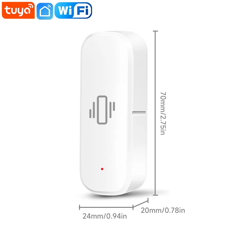 Tuya WiFi Smart Vibration Sensor Detection,Smart Life APP Notification,Real-Time Glass Shock Alarm,History Record