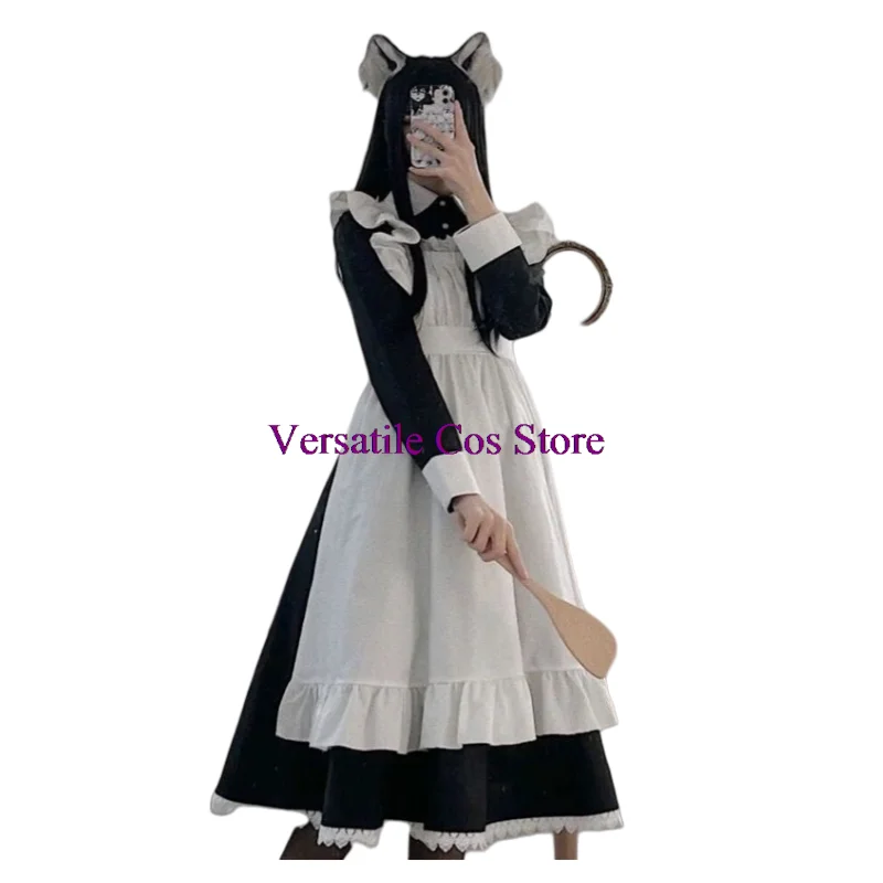 Robe de femme de chambre Lolita classique pour femmes, inspiration vintage, tenues pour femmes, Cosplay Anime Girl, robe noire à manches longues, S-3XL