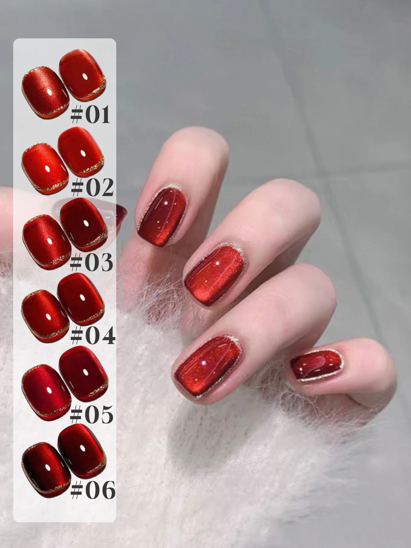 1-6PCS 12ml 베리 레드 캣 아이 마그네틱 젤 샤인 글리터 세미 퍼머넌트 소크 오프 UV 바니시 네일 용품