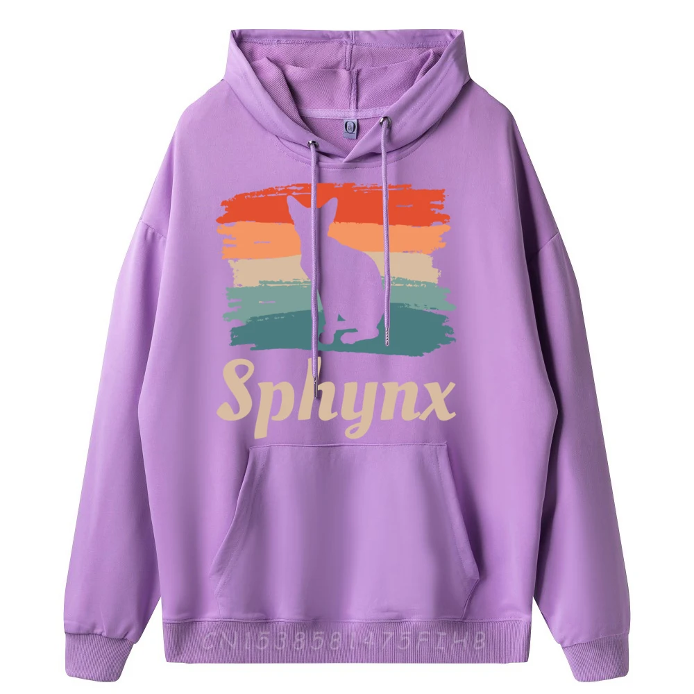 Vintage Retro Sphynx Cat Lover Grpahic Tee Printed Hoodie Happy New Years Men Christmas Sweater Long Sleeve