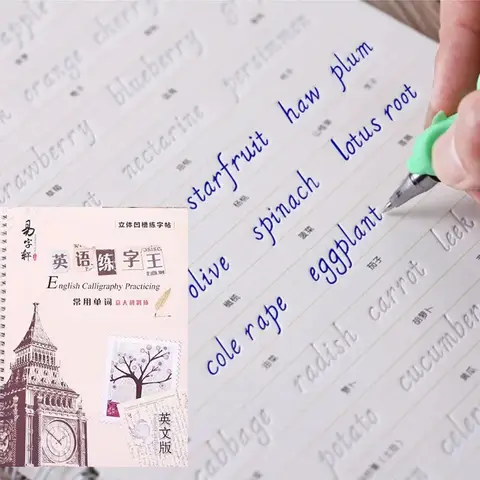 새로운 영어 Italic Groove 연습 카피북 필기 연습 서예 도서 영어 알파벳 단어 재사용 가능한 선물
