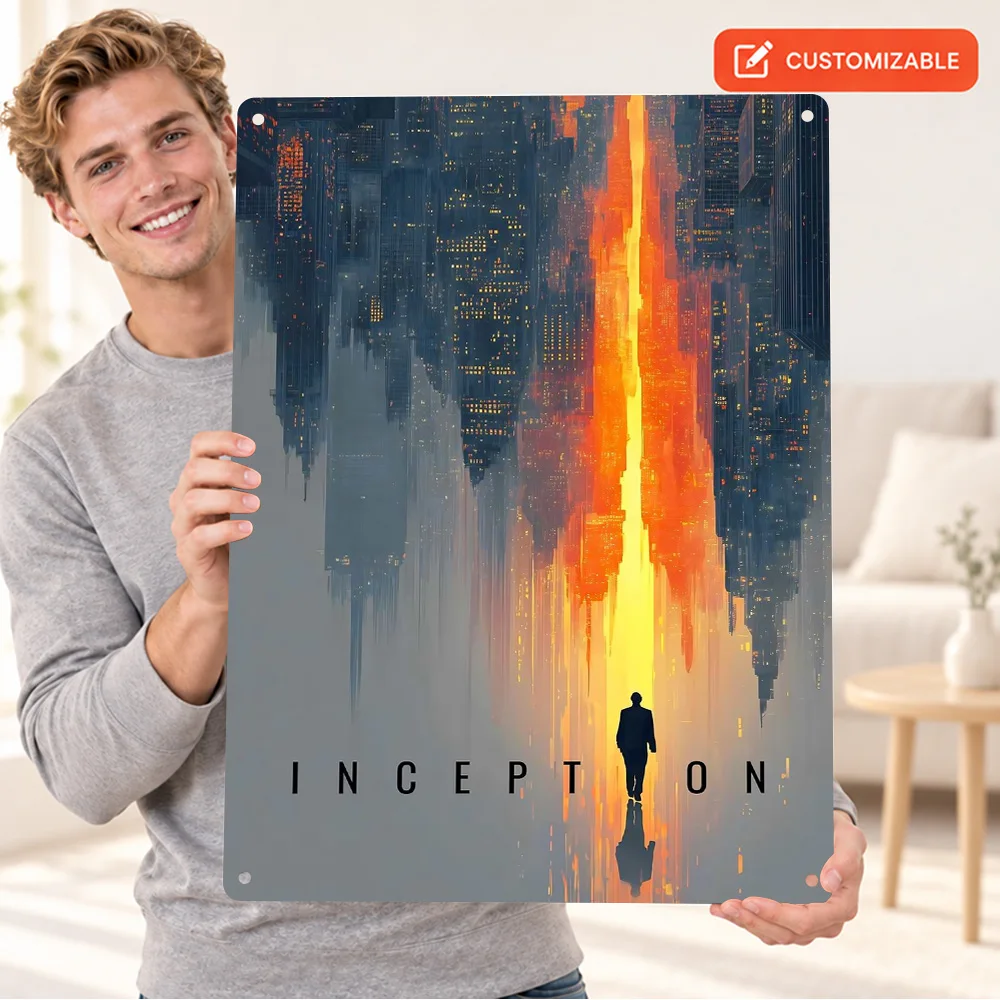 Inception Movie Printed Poster Personalized Aluminum Metal Sign Cinematic Design Wall Art For Man Cave Cinema Enthusiast Gift