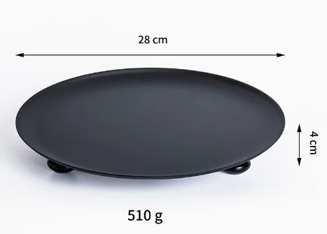 

Minimalist Iron Fruit Tray Wooden Round Base Decorative Candy Serving Tray Kitchen Table Snack Organizer Wooden Cake Plates