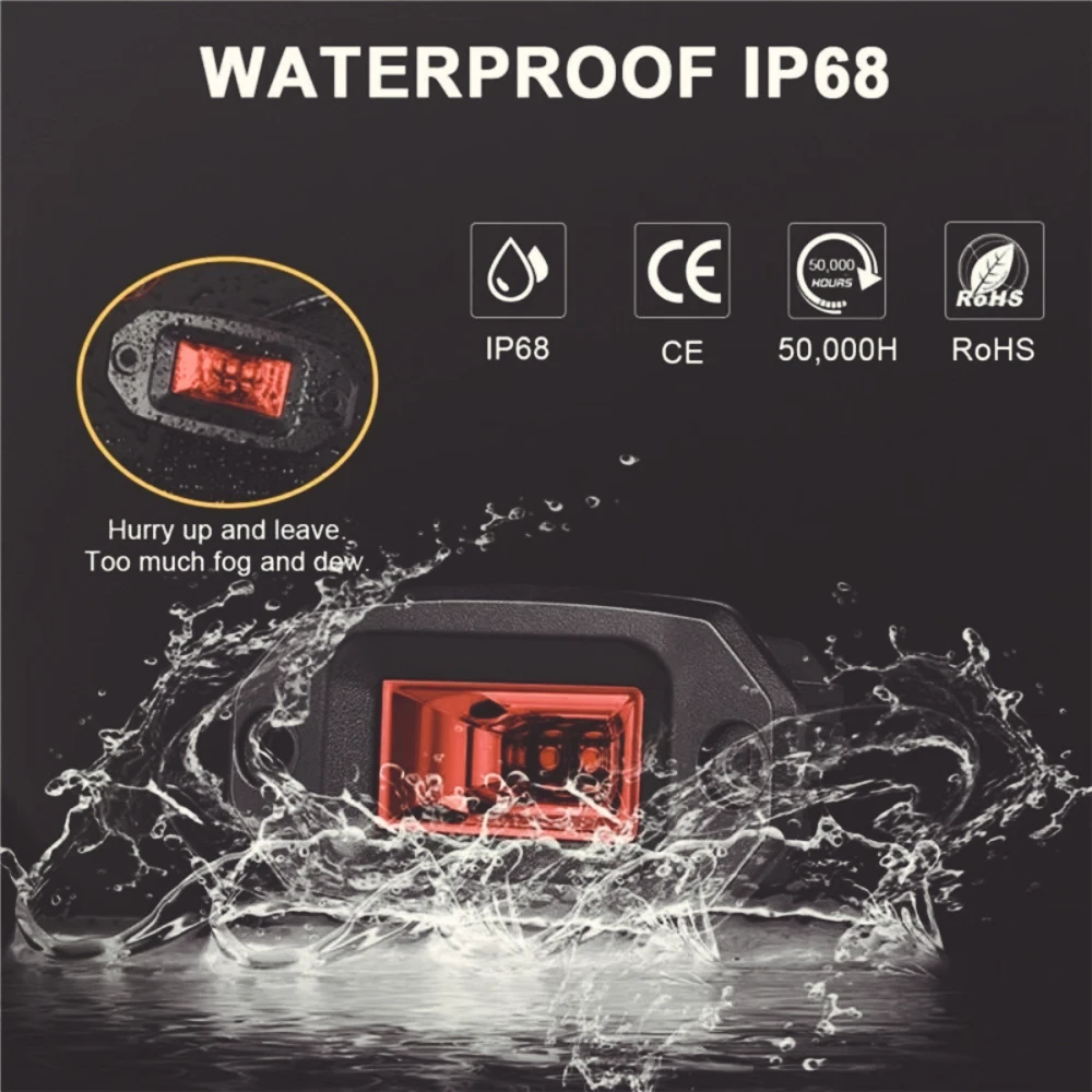ZF-S Barra  luz  inundación LED todoterreno  20W, montaje empotrado  4 pulgadas, luz  trabajo antiniebla para Jeep SUV UTV