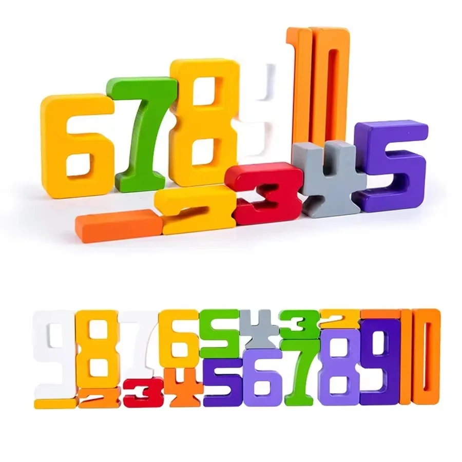 Number Building Blocks Wooden Math Digital Toys Baby Balance Block Toy Montessori Educational Natural Wood Math Toys for Kids