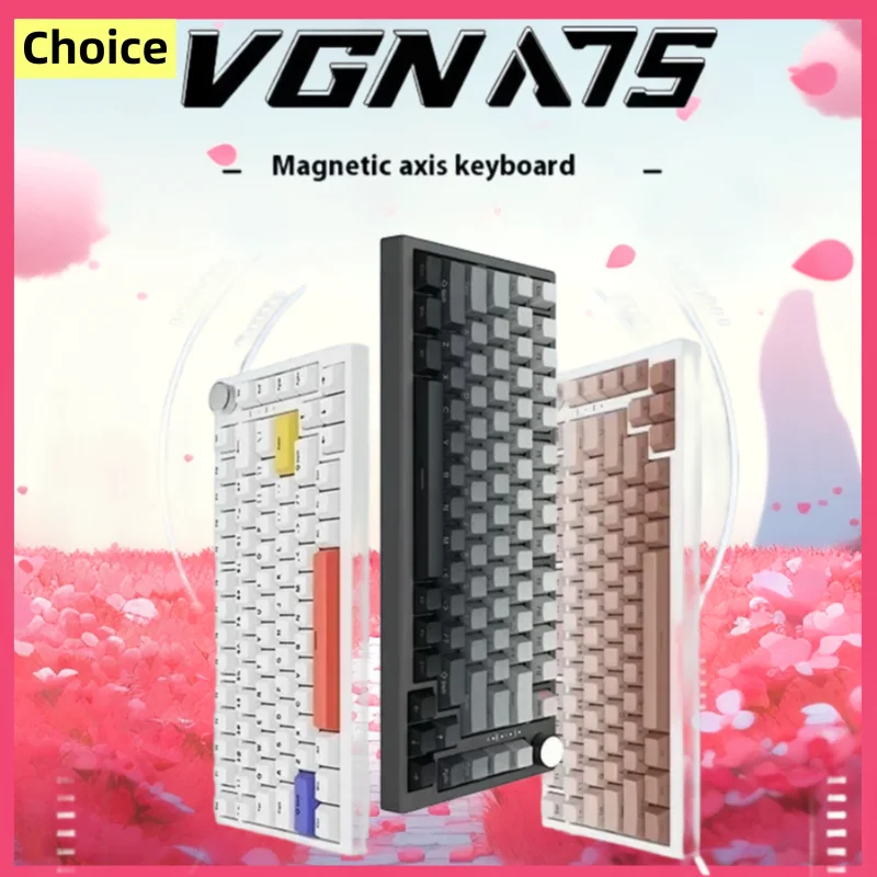 VGN A75 Mechanical Keyboard Magnetic Switch Custom Hot Swap RT Gasket Dual System Wired Keyboard For Esports Gamer Accessory