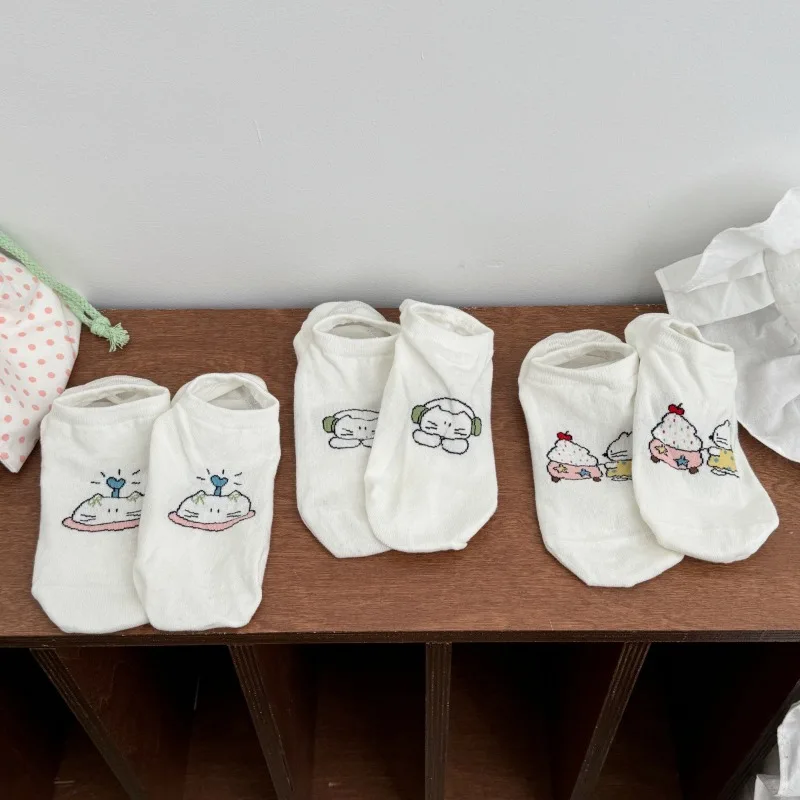 

SP & cITY летние тапочки с принтом кота, женские мягкие дышащие хлопковые милые шорты, носки, повседневные удобные носки-лодочки