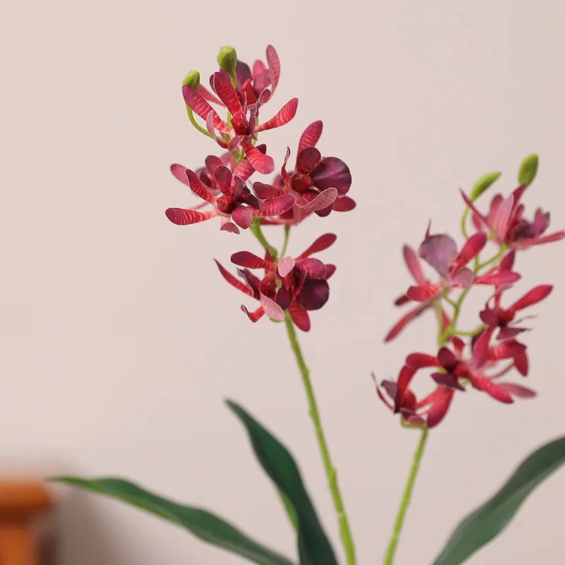 Perfume Artificial de 53CM, orquídeas de Milán, Hotel con hojas, arte floral, paisajismo, arreglo floral, materiales para decoración del hogar