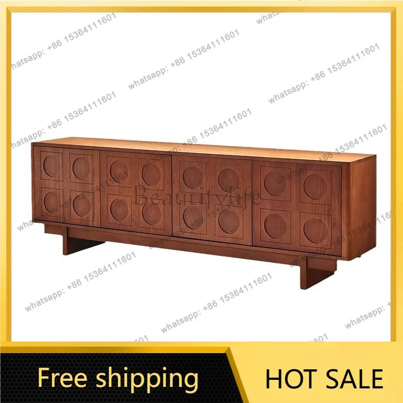 Zj. French retro TV cabinet solid wood living room home storage locker