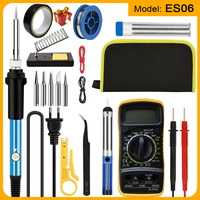 NEW Soldering Iron Kit Welding Tool (908-02:16-IN-1)(908-06:20-IN-1 With Digital Multimeter) 5 Extra Tips EU/US Plug 60W