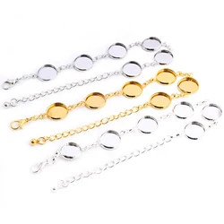 New High Quality 2pcs 12mm Rhodium Gold Silver Plated Six 12mm Cameo Bangle Base Bracelet Blank Findings Setting Cabochon Cameo