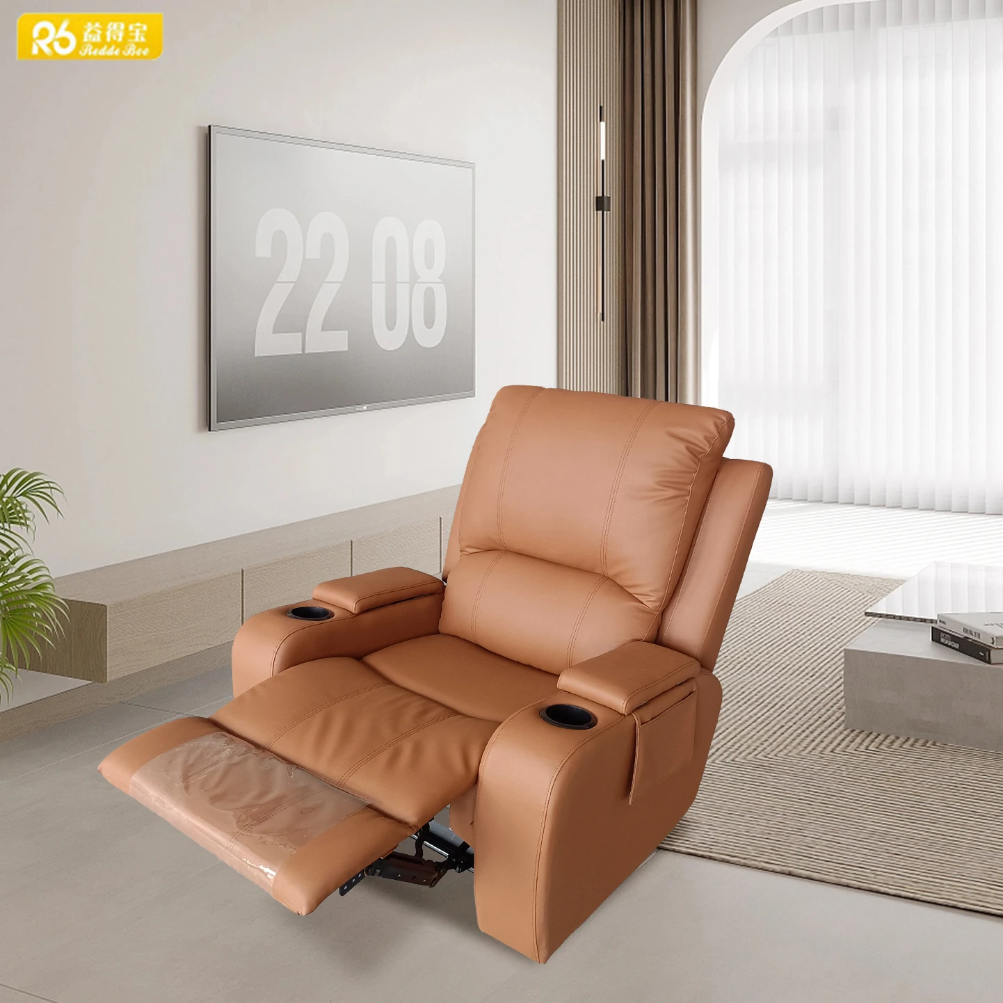 Factory Wholesale Style Recliner Sofa Single One Seat With Two Cup Holder Each Side Armrest