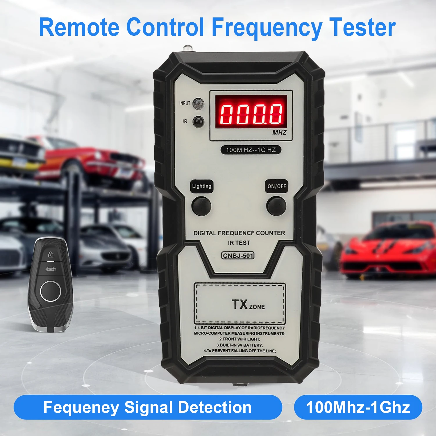 Frequency Tester Car Key 10-1000MHZ, PL001 Door TV RF IR Remote Control Tester Detector Inspection Tool, 315,433,868,902MHZ