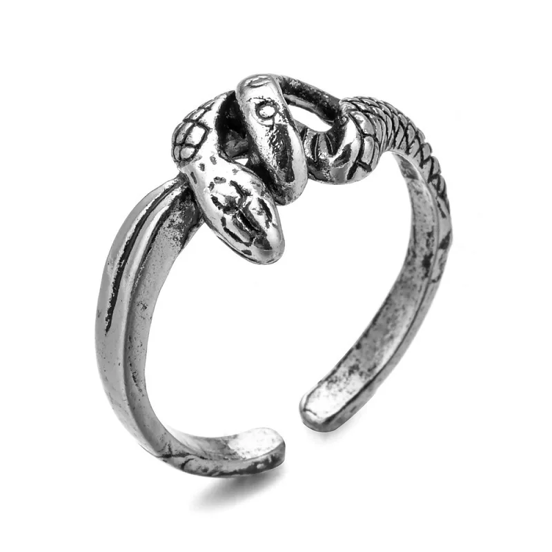 SALONGFANG New 2023 Fashion Alloy Open Snake Ring Exaggerated Snake Punk Ring Opening Adjustable Ring Jewelry