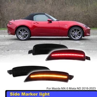 Conjunto de luces LED de posición lateral, lente ahumada para Mazda MX-5 Miata ND 2016-2023, lámpara de posición lateral de guardabarros delantero ámbar y trasero rojo