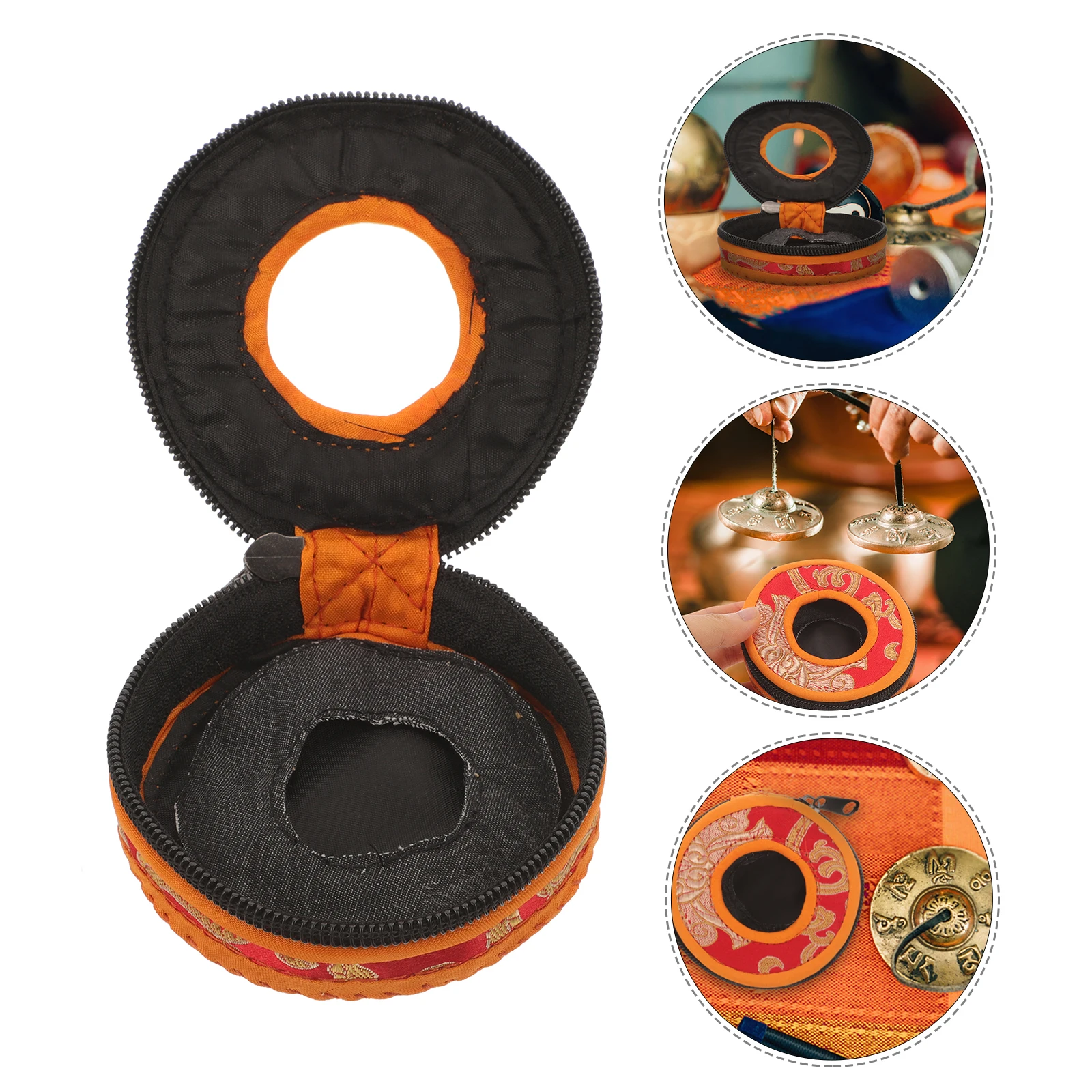 

Bell Storage Cover Cymbal Case Finger Cymbals Holder Ring The for Bag Container Fabric Chime Pouches