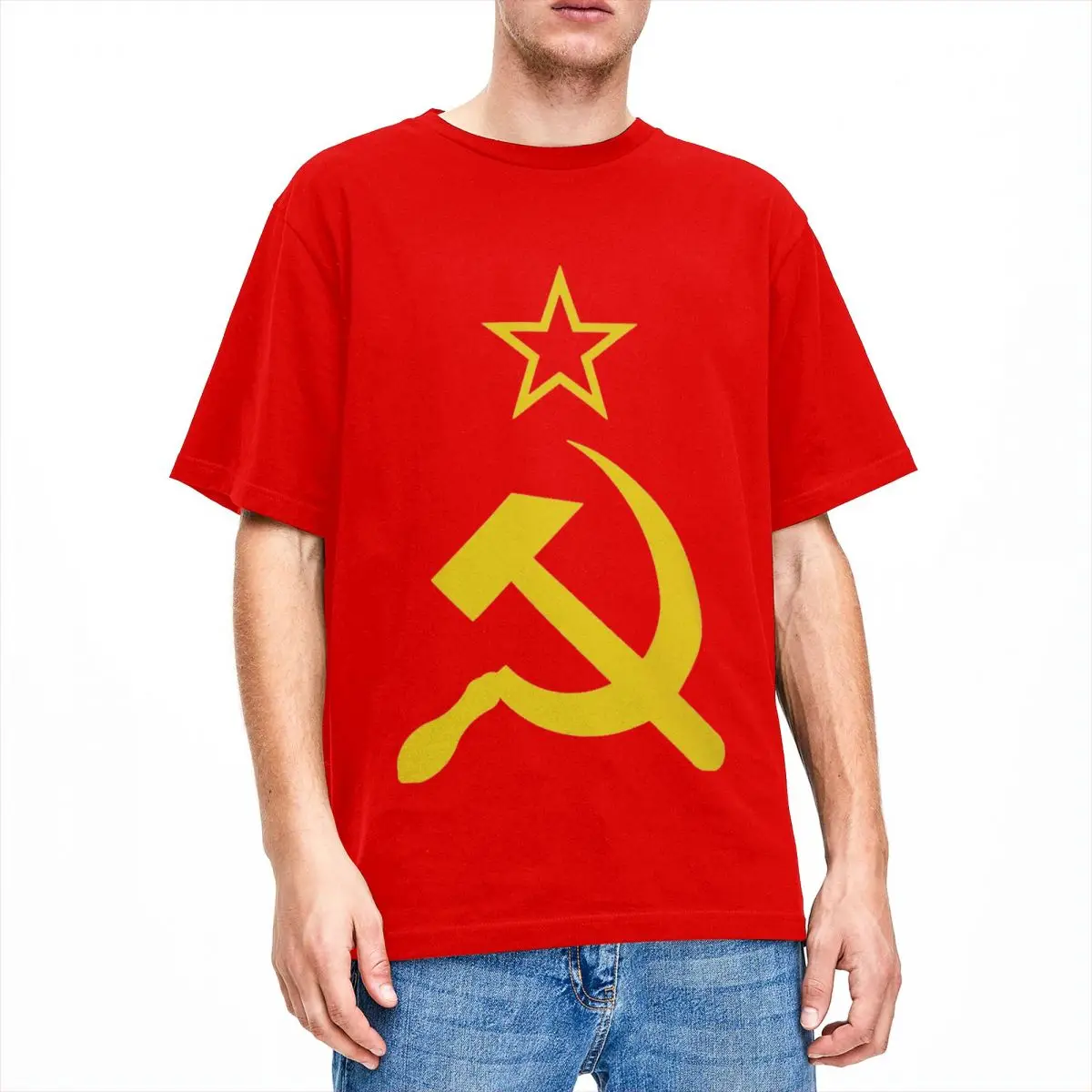 USSR Hammer Sickle CCCP Retro Russian Soviet Flag Shirt Accessories for Men Women Cotton Funny T-shirt Short Sleeve Clothes