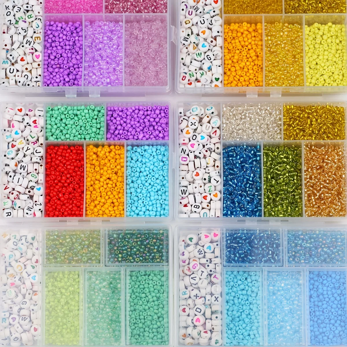 

DIY Set Box 3400Pcs 3MM Coloured Glass Millet Loose Beads 6MM Round Acrylic For Jewelry Making Bracelets Necklaces Accessories