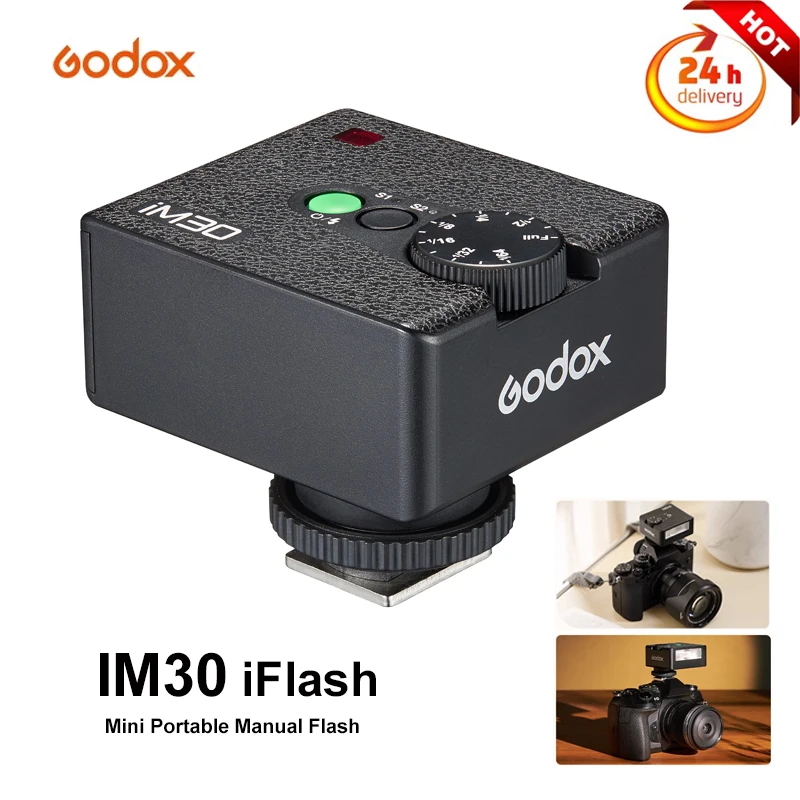 Godox iM30 Mini Flash Portable Manual Flash for Various Camera Models 7 power levels (1/64~1/1) for Godox iFlash Camera Outdoor