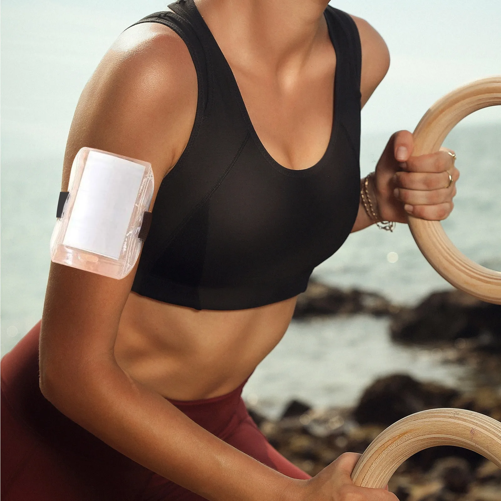 

1Pair Arm Badge Holder Adjustable Elastic Armband Transparent PVC Sleeve for Id Card Work Soft Band Holder