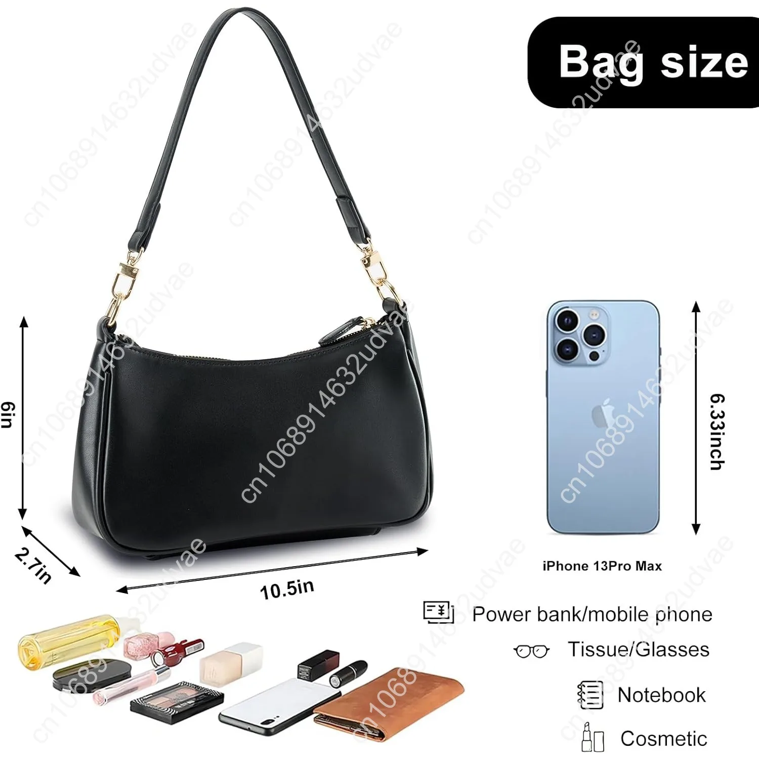 Shoulder Bag for Women with 2 Removable Straps and Zipper Closure Crossbody Bags Clutch Tote HandBags Purses