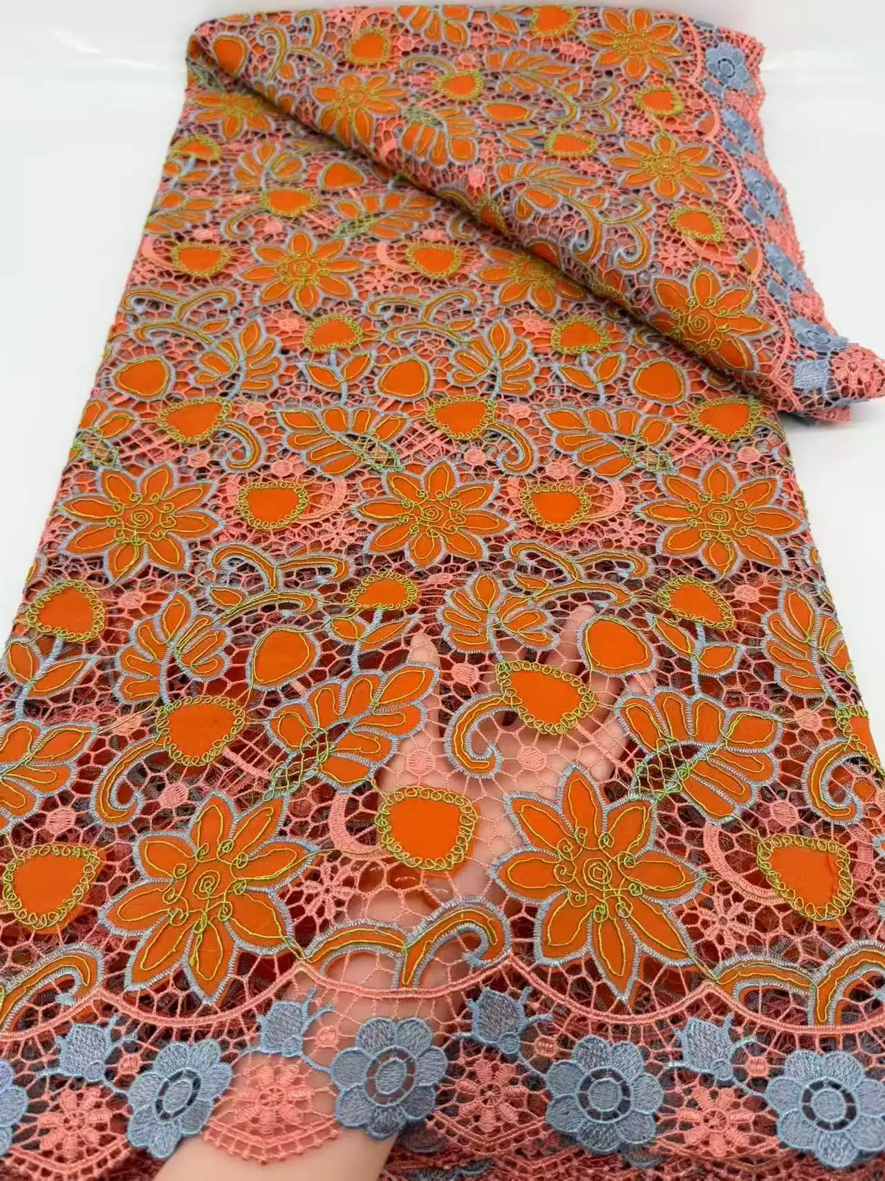 

Nigerian Cord Guipure Lace Fabric High Quality 5 Yards Knitted 2026 African Lace Fabric Water Soluble for Women Dress Sewing