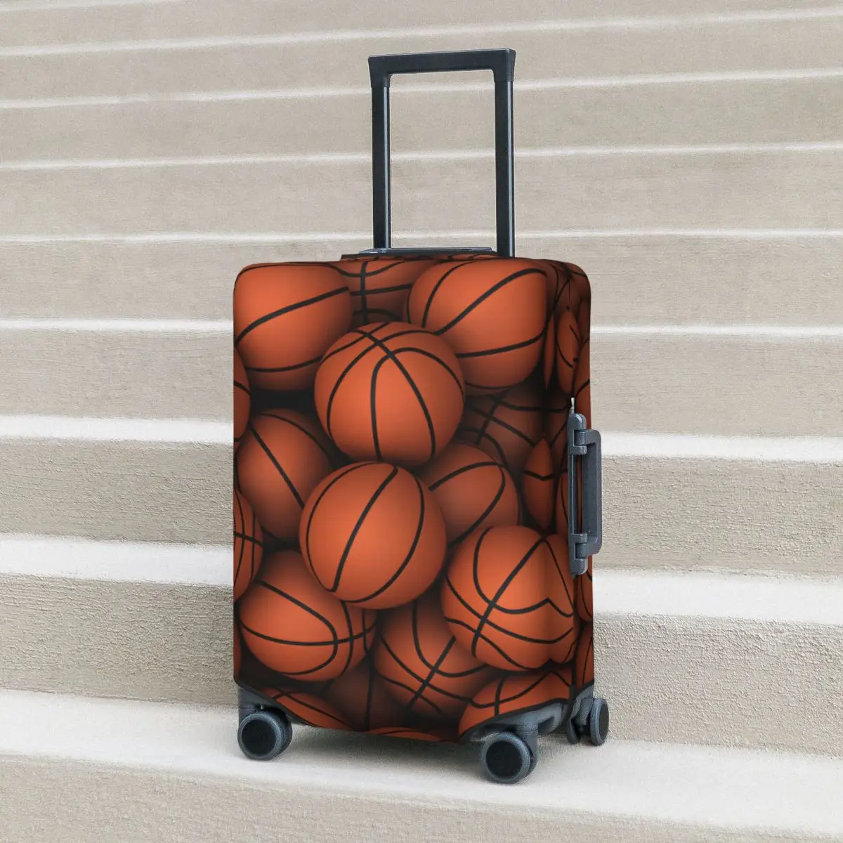 

Dense Basketballs Background Suitcase Cover Cruise Trip Protector Vacation Elastic Luggage Supplies