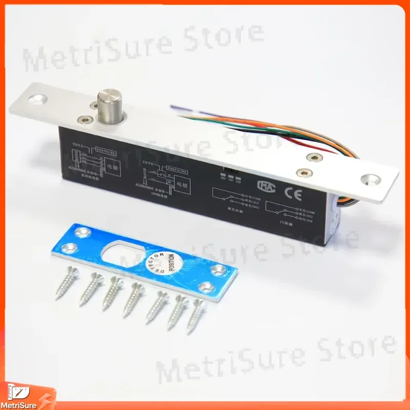 DC 12V Fail-Safe Strike Lock with Timer Delay Door Touchpoint Feedback Signal for Access Control System Door Lock