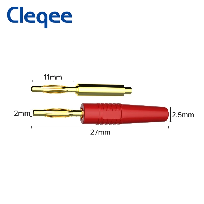 Cleqee P3011 바나나 플러그 커넥터, 멀티미터 오디오 스피커 케이블용 용접 타입 금도금 어댑터, 2mm, 10 개