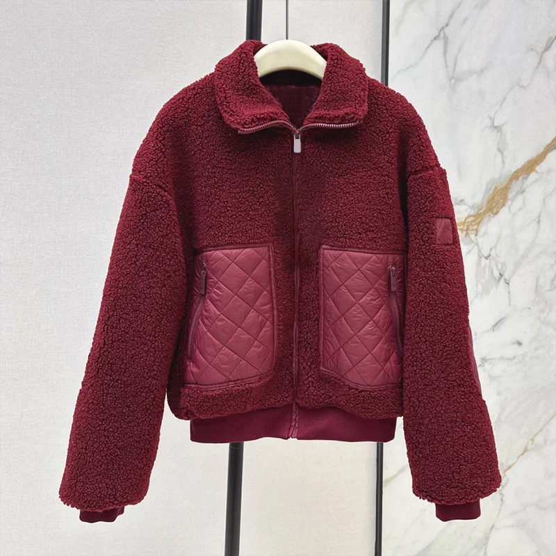 

Высококачественное осенне-зимнее женское короткое пальто из овчины нового стиля со стеганой хлопковой курткой, верхняя одежда 25110781