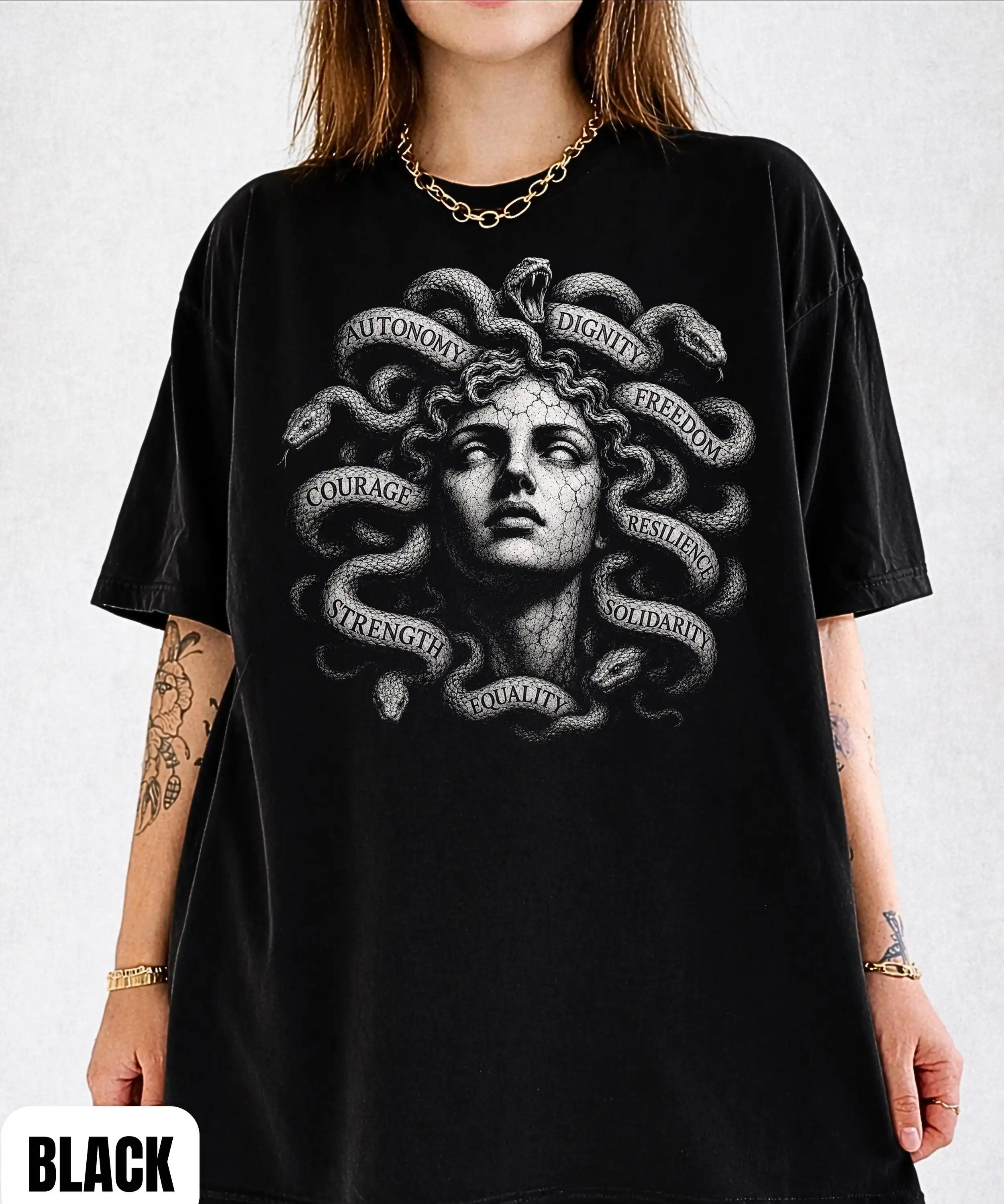 Medusa T-Shirt,Feminist Protest Aesthetic Tee,Greek Mythology Empowerment Graphic Shirt,Strong Women Tee