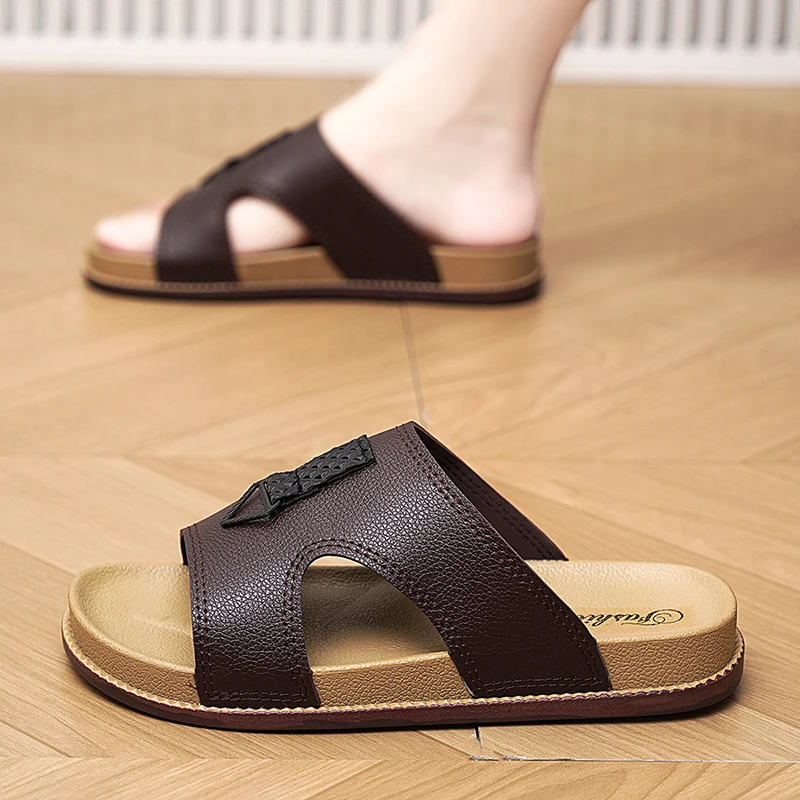 

Мужские шлепанцы, нескользящие прочные уличные повседневные удобные шлепанцы на массивной платформе, новинка 2025, дышащая обувь больших размеров