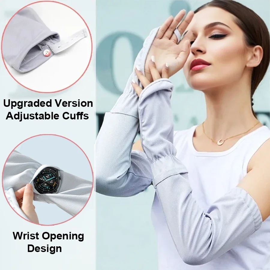 

Женские летние рукава со льдом и полным покрытием, дышащие удлиненные регулируемые свободные перчатки для езды на велосипеде на открытом воздухе