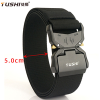 TUSHI New Elastic Belt For Men 2 inch Aluminum Alloy Quick Release Buckle Strong Nylon Tactical Belt Male Military Accessories