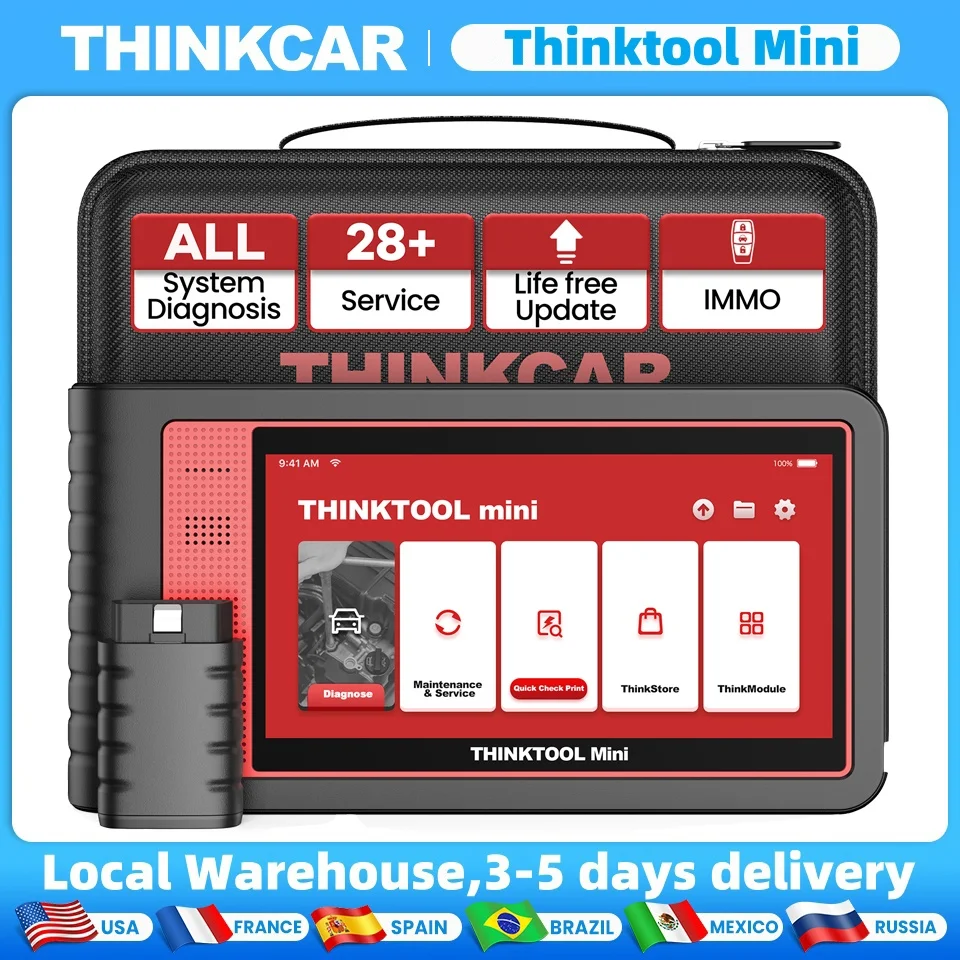 THINKCAR Thinktool 미니 OBD2 스캐너, 전문 전체 시스템 자동 스캐너, 모든 소프트웨어 무료 업데이트 진단 도구, 28 재설정 