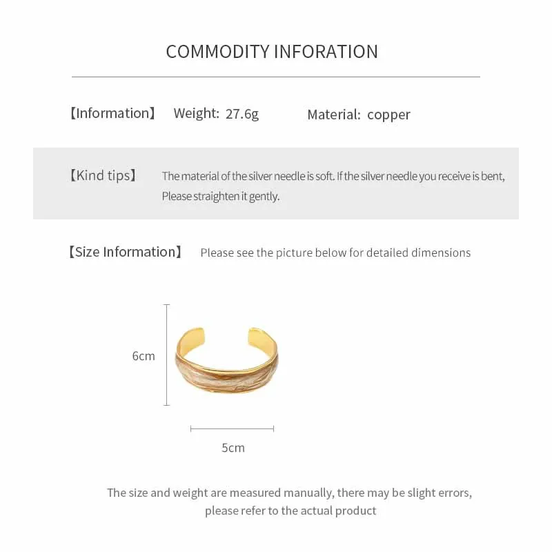 High Quality Enamel Metal Wide Cuff Open Bracelet Bangle for Women Waterproof Texture Personalized Unisex Jewelry Bijoux
