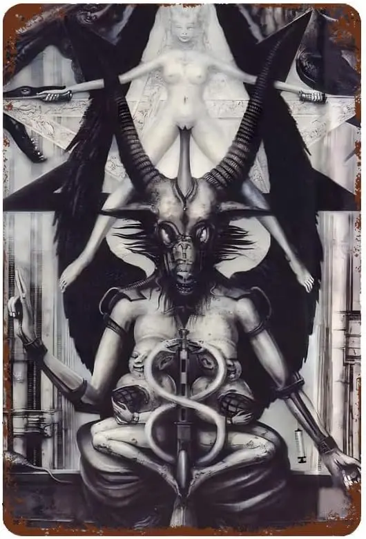 Image of Horror-Poster H.r. Giger Wand Retro Metallschild Wanddekoration Lustiges Metallschild Poster für Bar Café Esszimmer Billardhaus