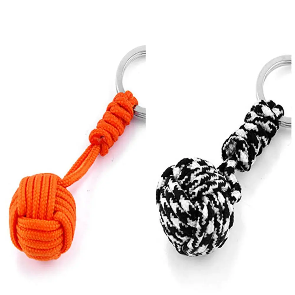 Military Parachute Woven Rope Ball Keychain Paracord Lanyard Key Ring Monkey Fist Key Chains Outdoors Survival Tool Jewelry