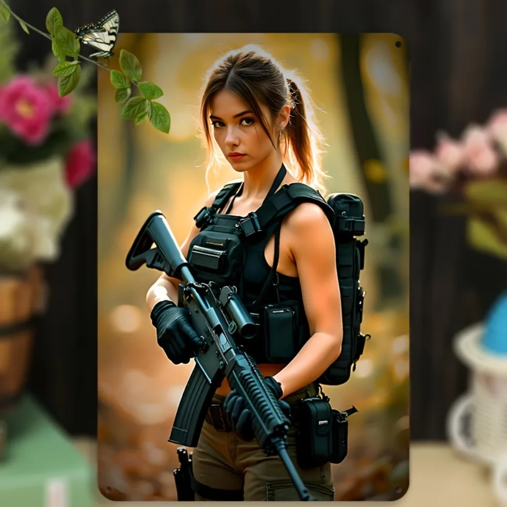 

1pc 8x12" Retro Iron Lady Sign, 2D Flat Wall Art for Home, Bar, Restaurant, Man Cave. Unique Gift for Birthday, Halloween & Chri