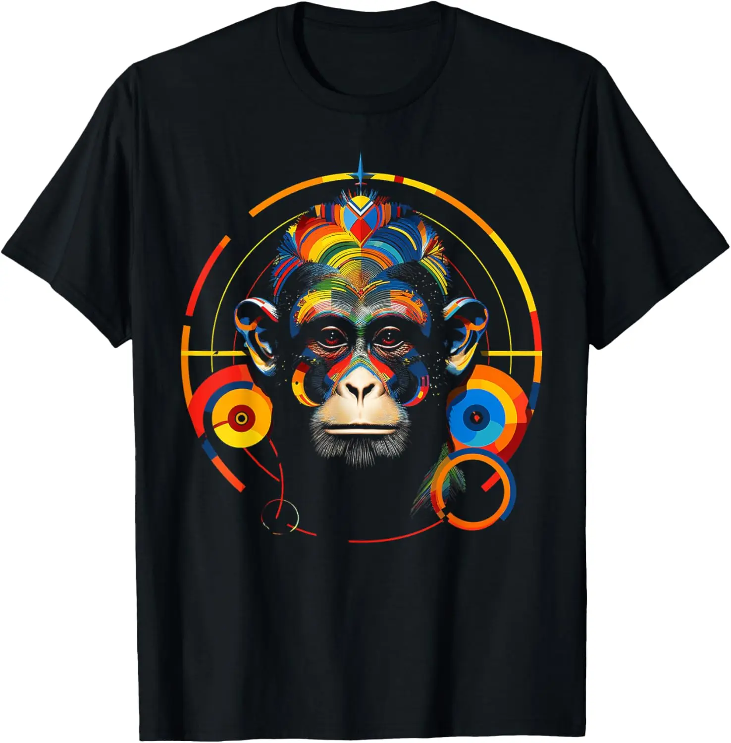 Monkey Polygon Abstract Animal Art Colorful Graphic Monkey T-Shirt