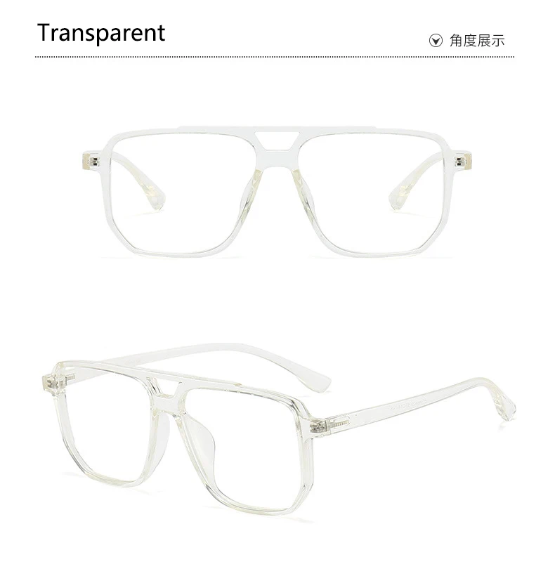 Optische Brillen Rahmen Mode Retro Pilot Doppel Brücke Gläser TR90 Ultra Licht Brillen Große Größe Mann Spektakel – Detail 11