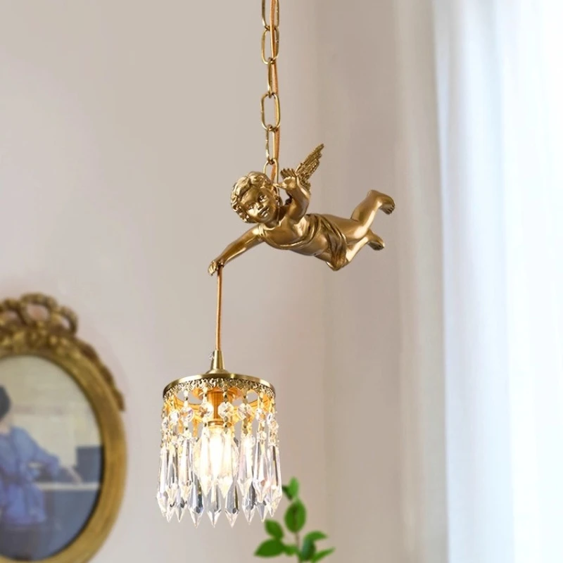 French all-copper angel chandelier medieval romantic bedroom restaurant European and American light luxury